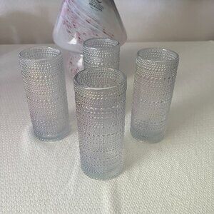 NWOT BKLYN Steel C Dotted Iridescent Tall Glass Cups Set of 4